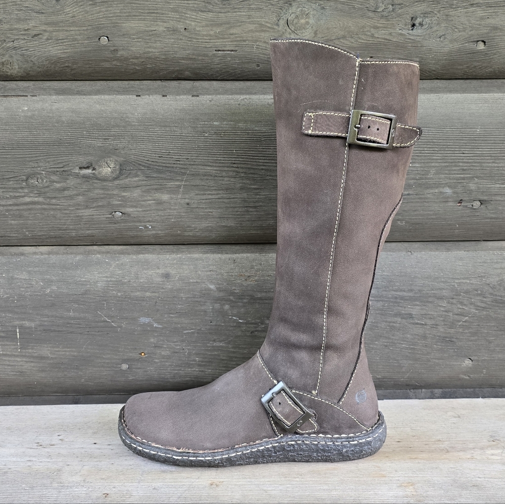 Born Kenya Y2K Boho Moto Minimalist Tall Nubuck Buckle Riding Boots 7M - Picture 14 of 16